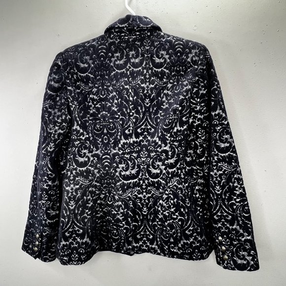 Cabi Jacquard Blazer size 6 Blue Paisley Textured Button Front Pockets Wool 109 - Picture 3 of 8